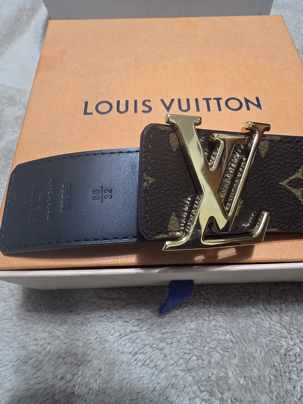 Louis Vuitton Brown Monogram Belt with Gold LV Buckle